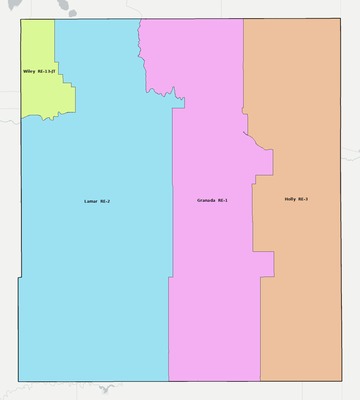 Prowers County CO school district boundaries map