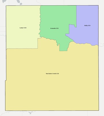 Prowers County CO townships and subdivisions map