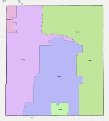 Prowers County CO ZIP code boundaries map