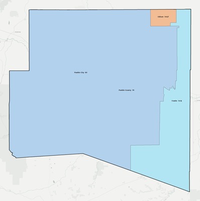 Pueblo County CO school district boundaries map