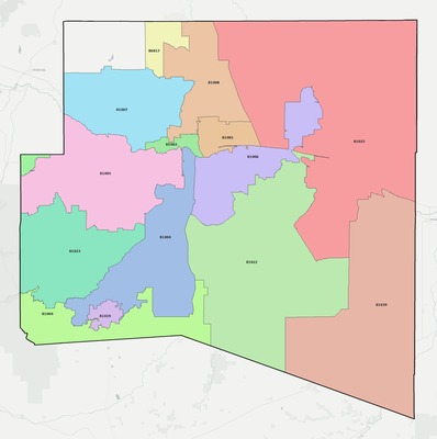 Pueblo County CO ZIP code boundaries map