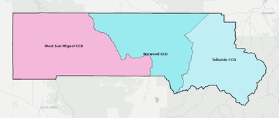 San Miguel County CO townships and subdivisions map