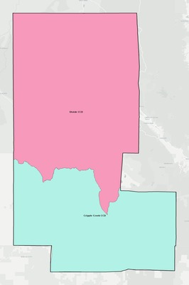 Teller County CO townships and subdivisions map