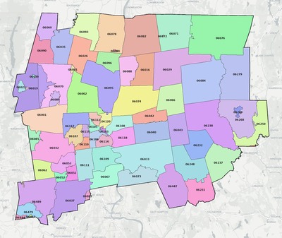 Capitol County CT ZIP code map preview
