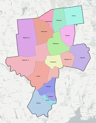 Naugatuck Valley County CT school district boundaries map
