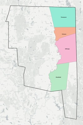 Northeastern Connecticut County CT school district boundaries map
