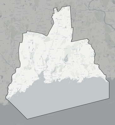 South Central Connecticut County CT county basemap context
