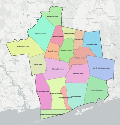 Southeastern Connecticut County CT subdivision map preview