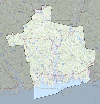 Southeastern Connecticut County CT USGS topo map