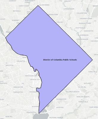 District of Columbia County DC school district boundaries map