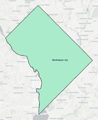 District of Columbia County DC townships and subdivisions map