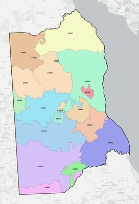 Kent County DE ZIP code boundaries map