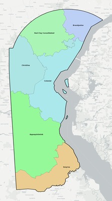 New Castle County DE school district boundaries map