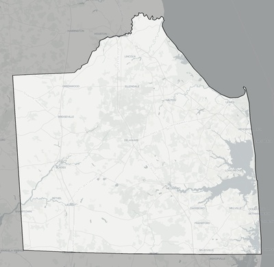 Sussex County DE county basemap context