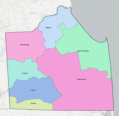 Sussex County DE school district boundaries map