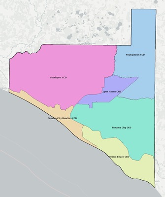 Bay County FL townships and subdivisions map