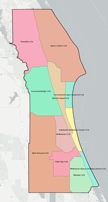 Brevard County FL townships and subdivisions map