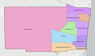 Broward County FL townships and subdivisions map