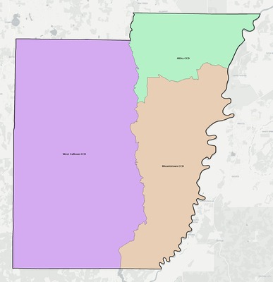 Calhoun County FL townships and subdivisions map