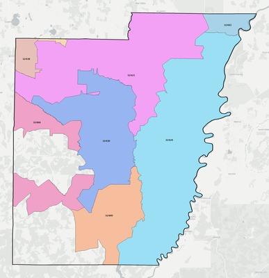 Calhoun County FL ZIP code boundaries map