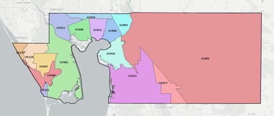 Charlotte County FL ZIP code boundaries map