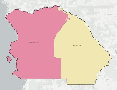 Citrus County FL townships and subdivisions map