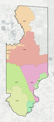 Columbia County FL ZIP code boundaries map