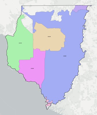 Dixie County FL ZIP code boundaries map