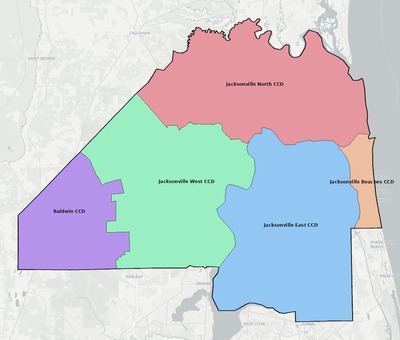 Duval County FL townships and subdivisions map