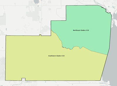 Glades County FL townships and subdivisions map