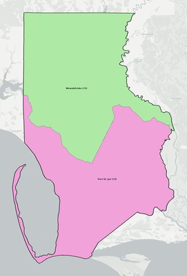 Gulf County FL townships and subdivisions map