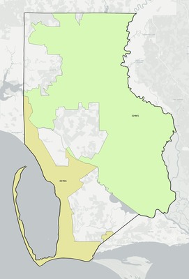 Gulf County FL ZIP code boundaries map