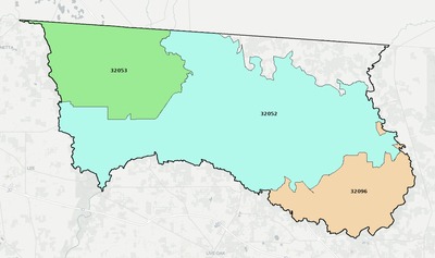 Hamilton County FL ZIP code boundaries map