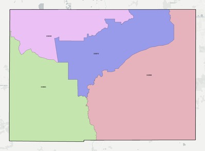 Hardee County FL ZIP code boundaries map