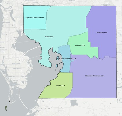 Hillsborough County FL townships and subdivisions map