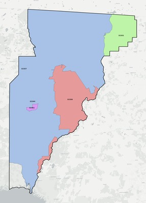 Jefferson County FL ZIP code boundaries map