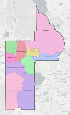 Lake County FL townships and subdivisions map