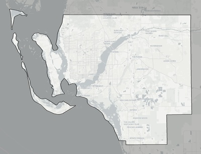 Lee County FL county basemap context