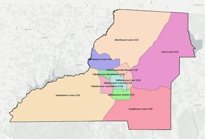 Leon County FL townships and subdivisions map