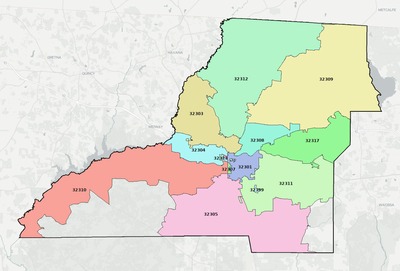 Leon County FL ZIP code boundaries map