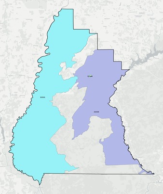 Liberty County FL ZIP code boundaries map
