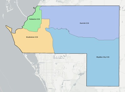 Manatee County FL townships and subdivisions map