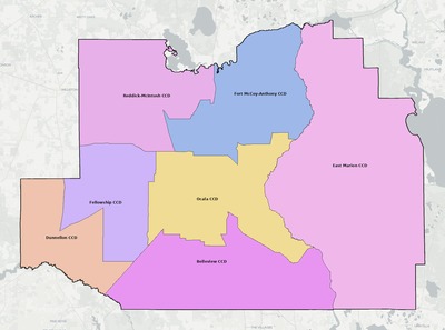 Marion County FL townships and subdivisions map