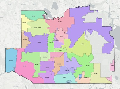 Marion County FL ZIP code boundaries map