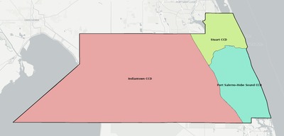 Martin County FL townships and subdivisions map