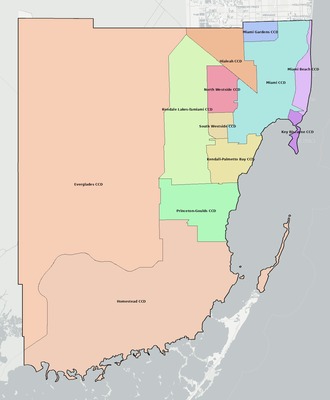 Miami-Dade County FL townships and subdivisions map