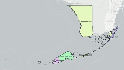 Monroe County FL townships and subdivisions map