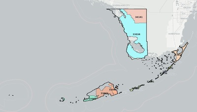 Monroe County FL ZIP code boundaries map