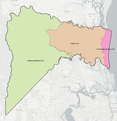 Nassau County FL townships and subdivisions map