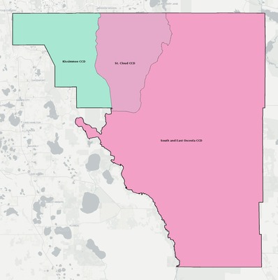 Osceola County FL townships and subdivisions map